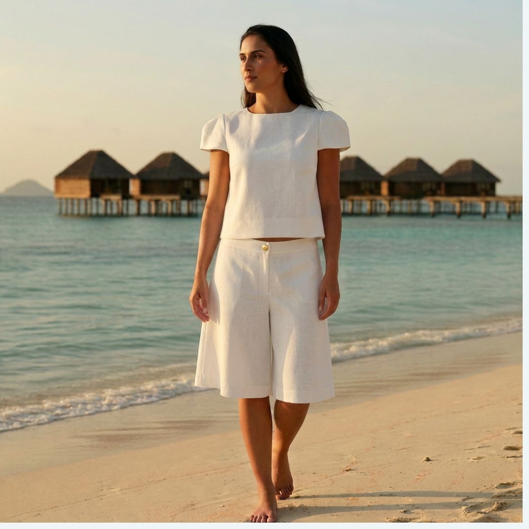 Iman Italian Linen boyfriend Shorts | Sustainably U