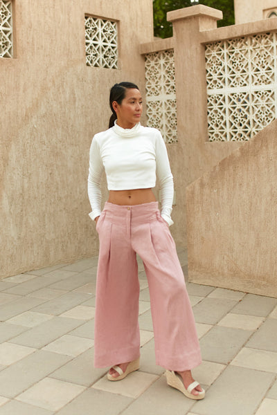 Aji Italian Linen Pants, sustainable women's trousers handmade in Dubai | Sustainably U