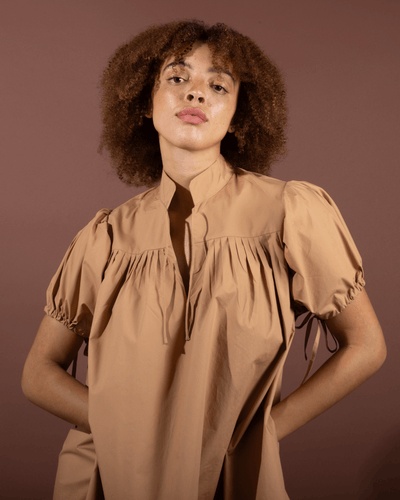Ayanna Mini Dress in Organic Cotton Poplin, sustainable women's dress handmade in Dubai | Sustainably U | Detail