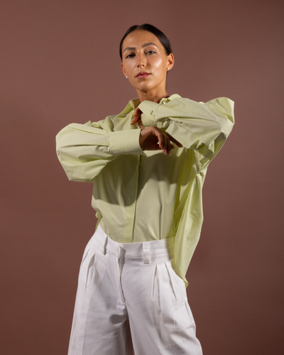 Isla GOTS organic cotton shirt for women in light green