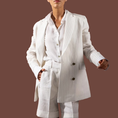 Kaia Italian linen shorts in off-white – Sustainably U Dubai