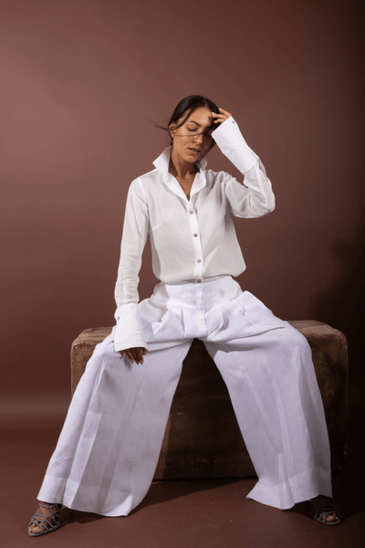 Kiana is the perfect 100% Irish linen pants to look and feel comfortably. Sustainable Fashion. Made in Dubai