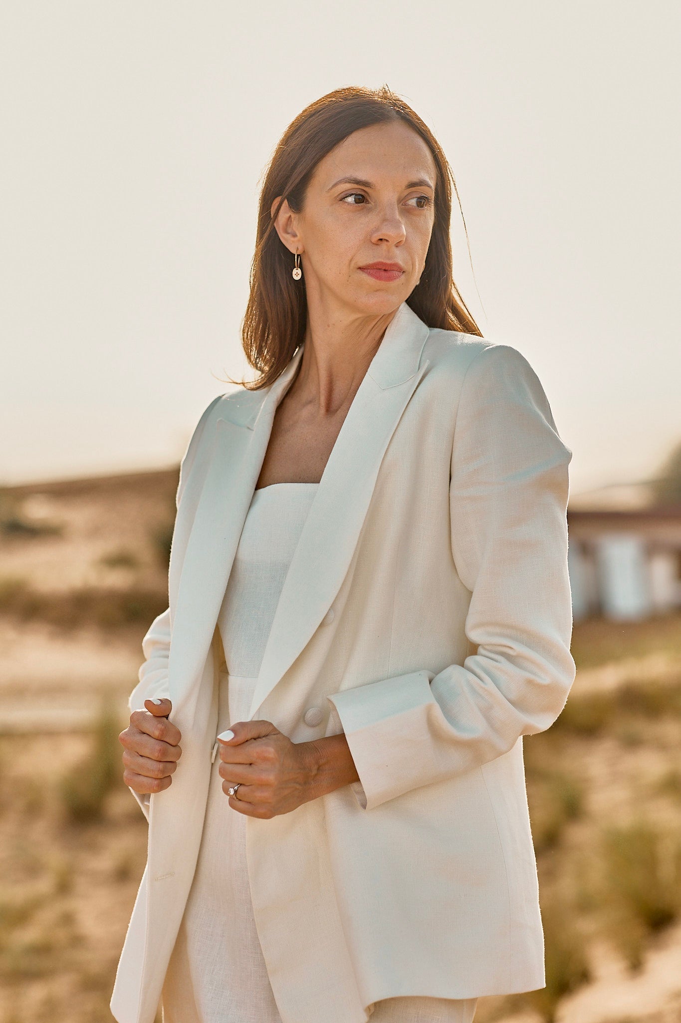 Sustainably U custom made Italian Linen Double-Breasted Tailored Blazer