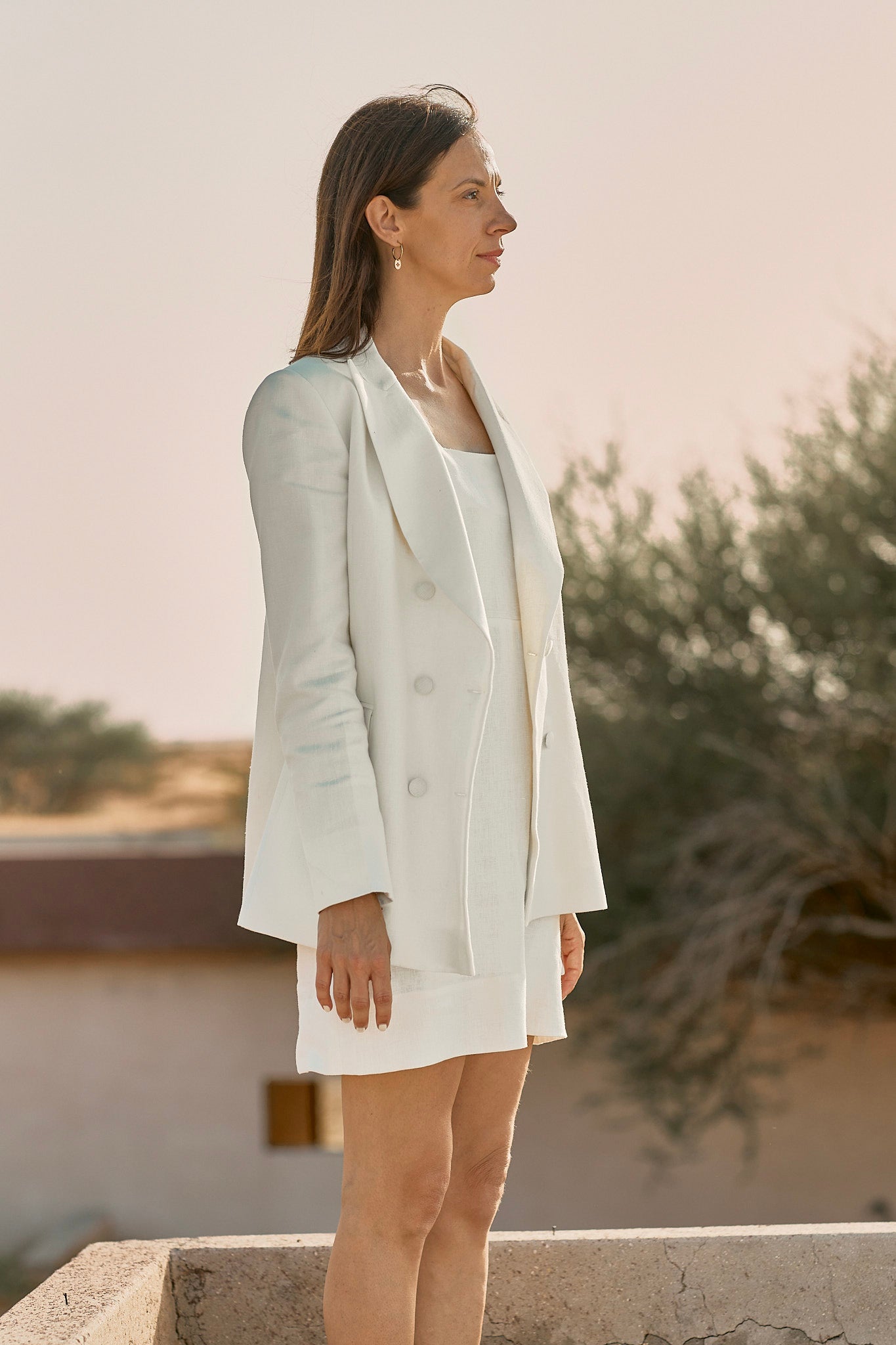 Sustainably U custom made Italian Linen Double-Breasted Tailored Blazer