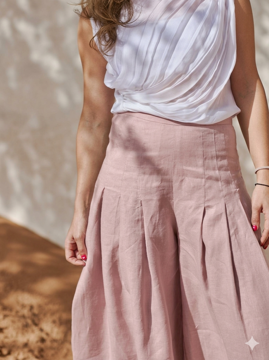 Latifa Palazzo Linen Pants | Sustainably U | Thoughtfully designed as part of our commitment to sustainable fashion and the values of modern ethical fashion brands