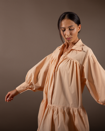 Lei Dress in Organic Cotton Poplin, sustainable women's dress handmade in Dubai | Sustainably U