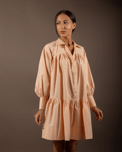 Lei Dress in Organic Cotton Poplin, sustainable women's dress handmade in Dubai | Sustainably U