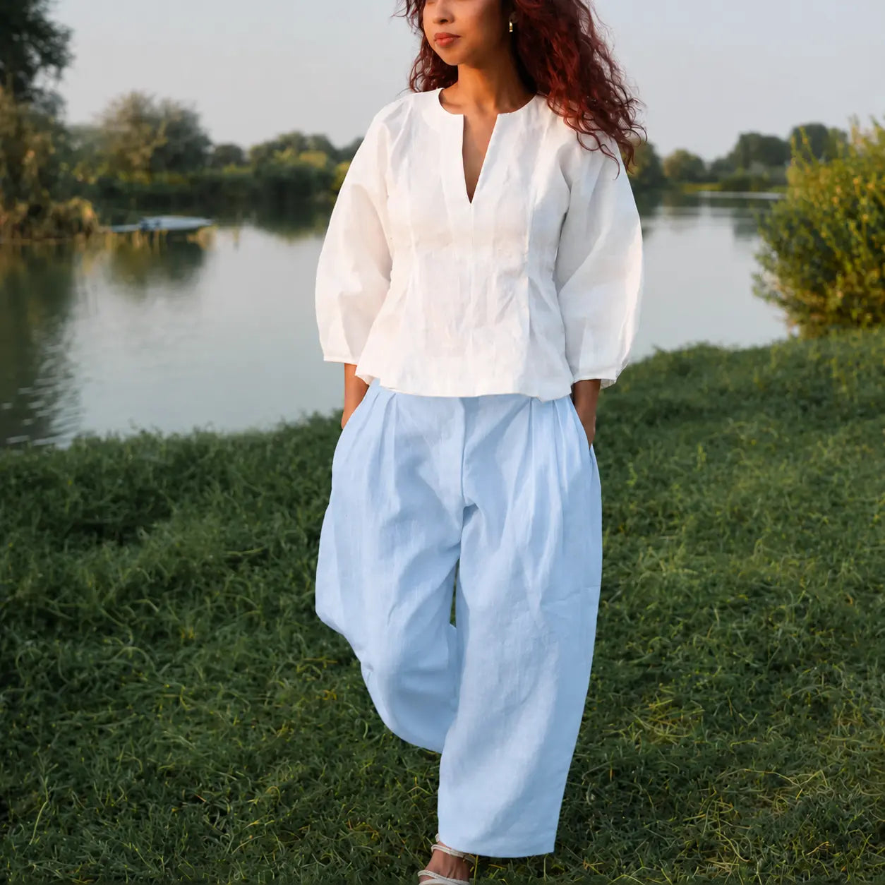 Lucine Linen Barrel Pant. Ethical fashion brands - A slow fashion luxury