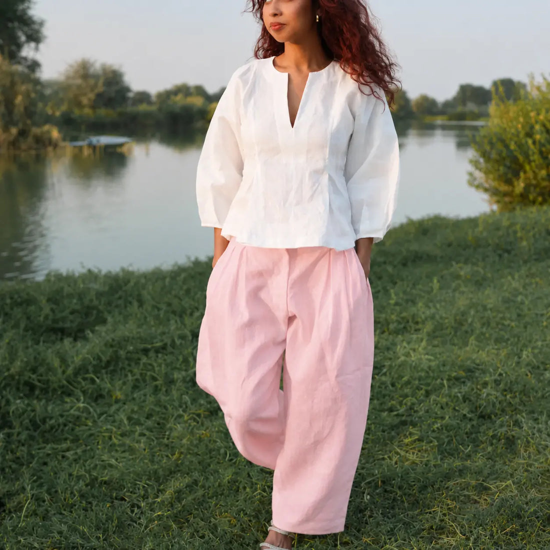 Lucine Linen Barrel Pant. Ethical fashion brands - A slow fashion luxury