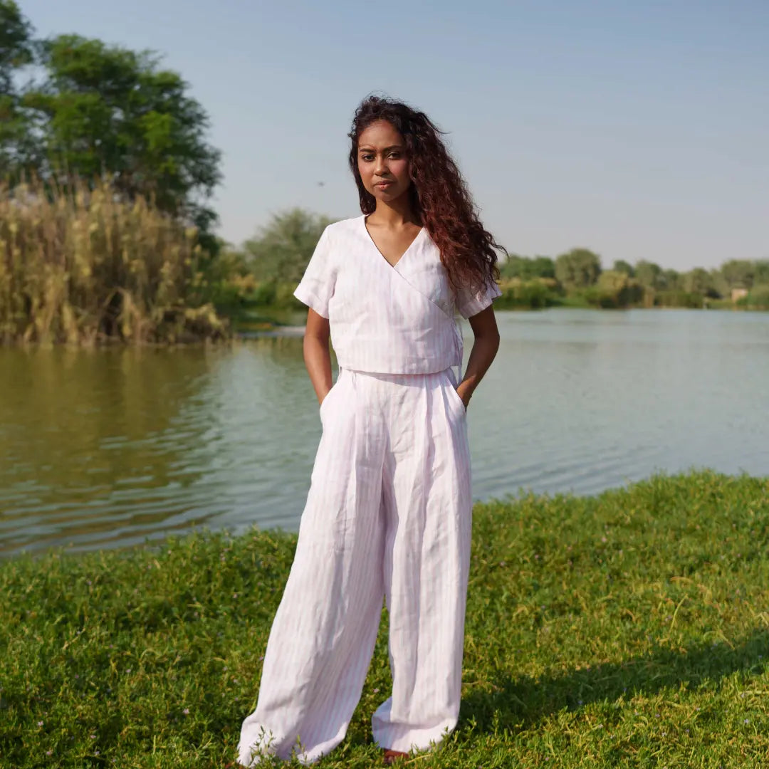 The Luna Blouse is effortless elegance in its purest form. Crafted from Organic Linen.
