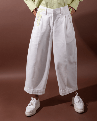 Palila Barrel Pants in Organic cotton sustainable women's trousers handmade in Dubai | Sustainably U