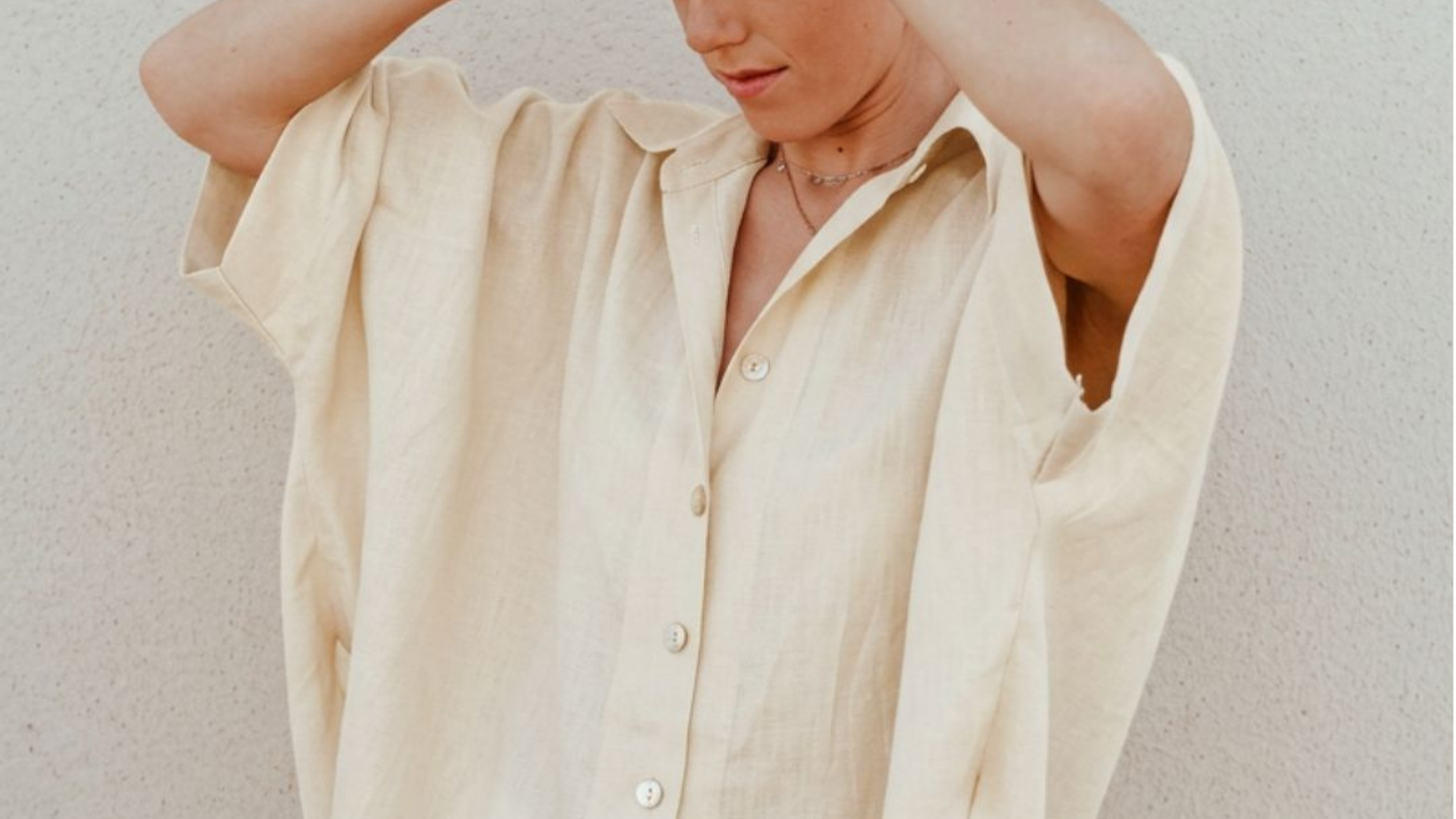 beige ORGANIC LINEN button-up shirt BY SUSTAINABLY U |  SLOW FASHION