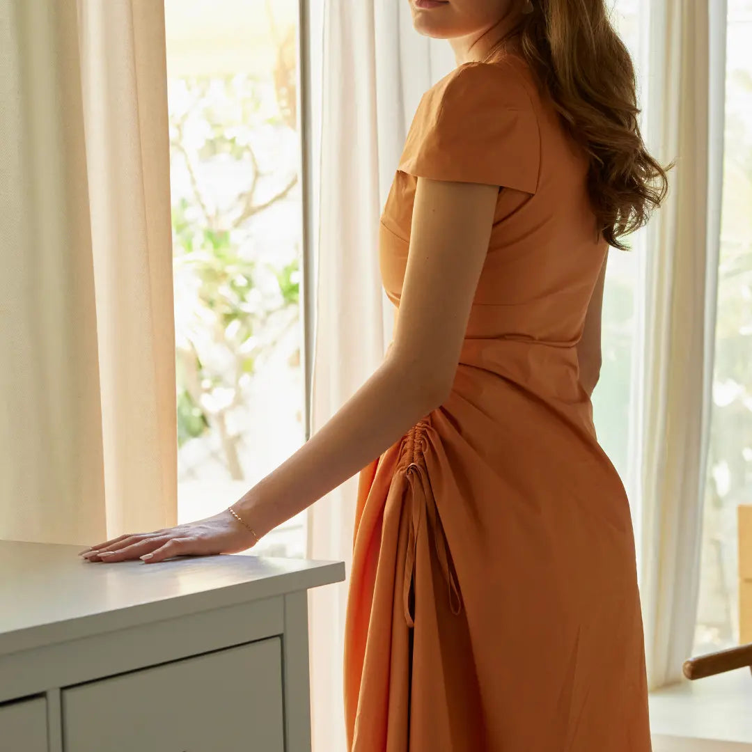 Sahara is a midi dress made from GOTS-certified organic cotton