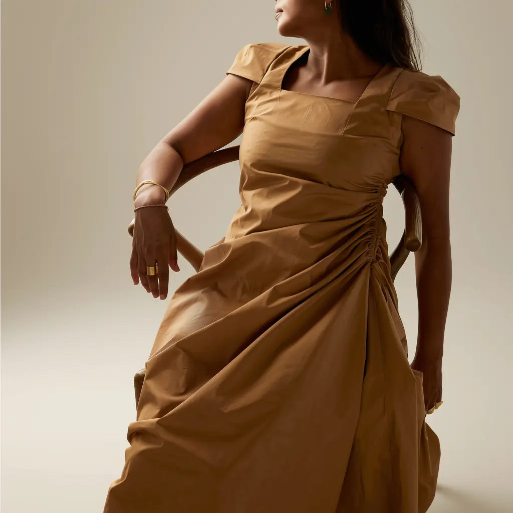 Sahara is a midi dress made from GOTS-certified organic cotton