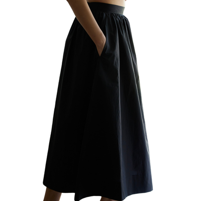 Shama black GOTS organic cotton skirt, back view