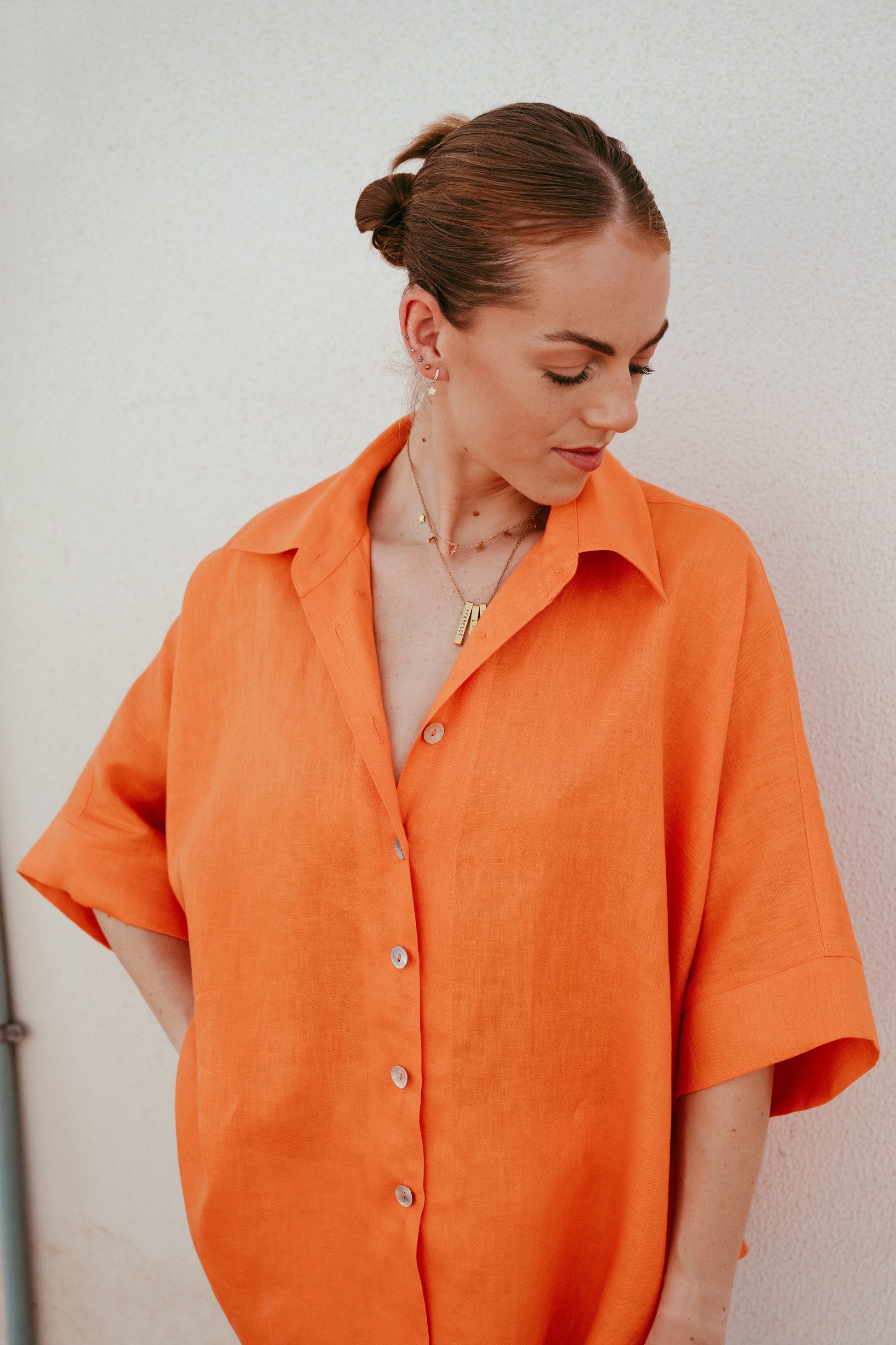 Short Sleeve Linen Shirt Dubai | Sustainable Slow Fashion Ethical Brand | Relaxed Button Down