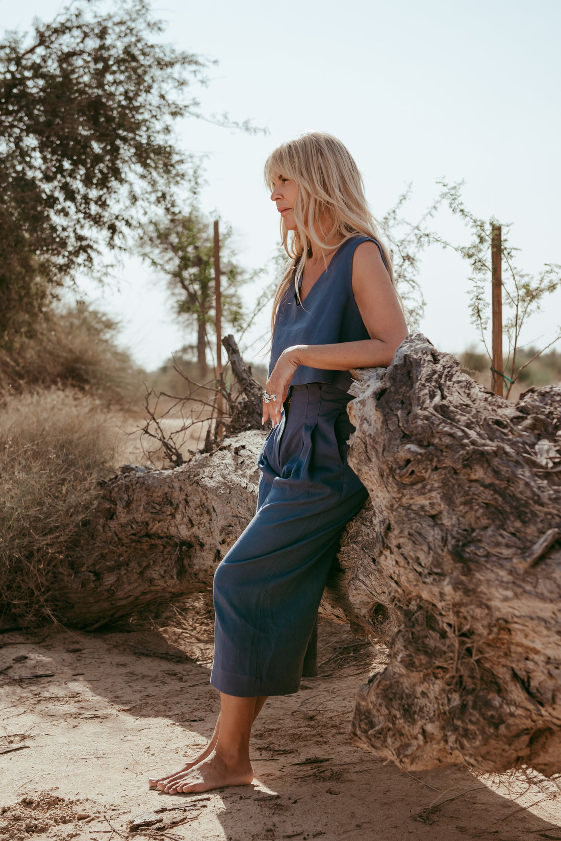 Designed and made in our Dubai studio. Pleated High-waisted Pants + Sleeveless Crop Top. Thoughtfully designed as part of our commitment to sustainable fashion and the values of modern ethical fashion brands, combining timeless style with responsible craftsmanship.