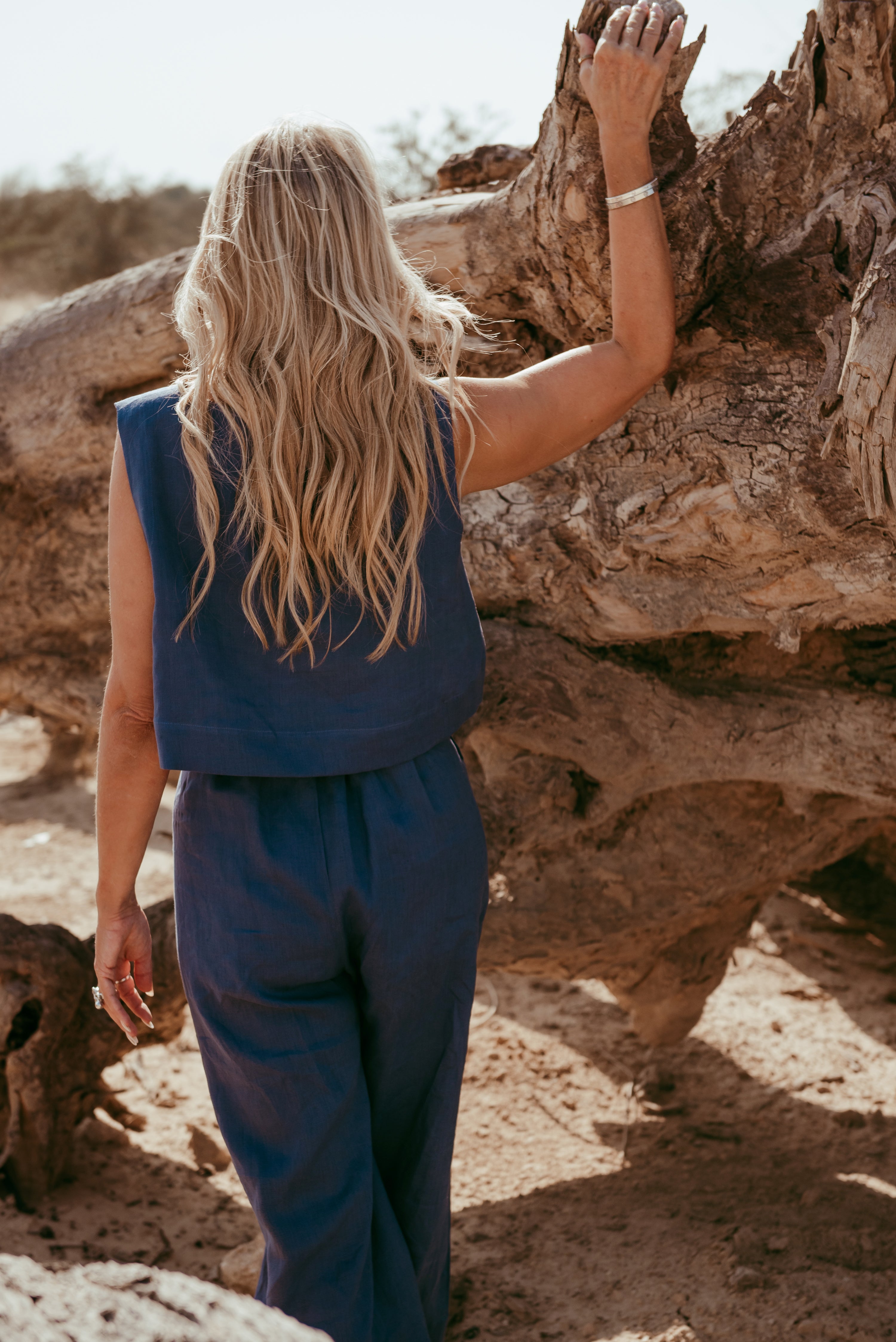 Designed and made in our Dubai studio. Pleated High-waisted Pants + Sleeveless Crop Top. Thoughtfully designed as part of our commitment to sustainable fashion and the values of modern ethical fashion brands, combining timeless style with responsible craftsmanship.
