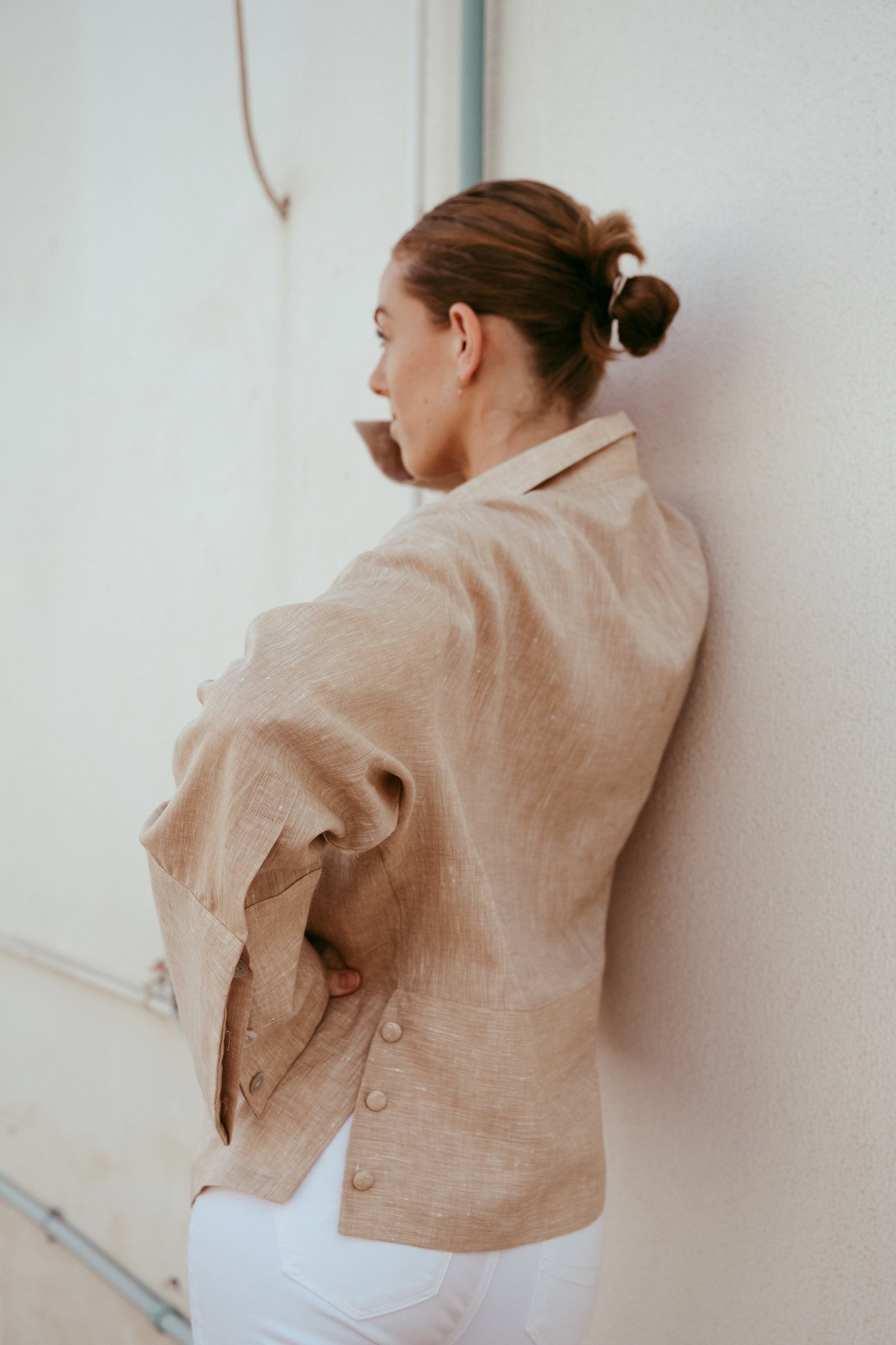 Long broad Sleeve Italian Linen Shirt Dubai | Sustainable Slow Fashion Ethical Brand | Relaxed Button Down
