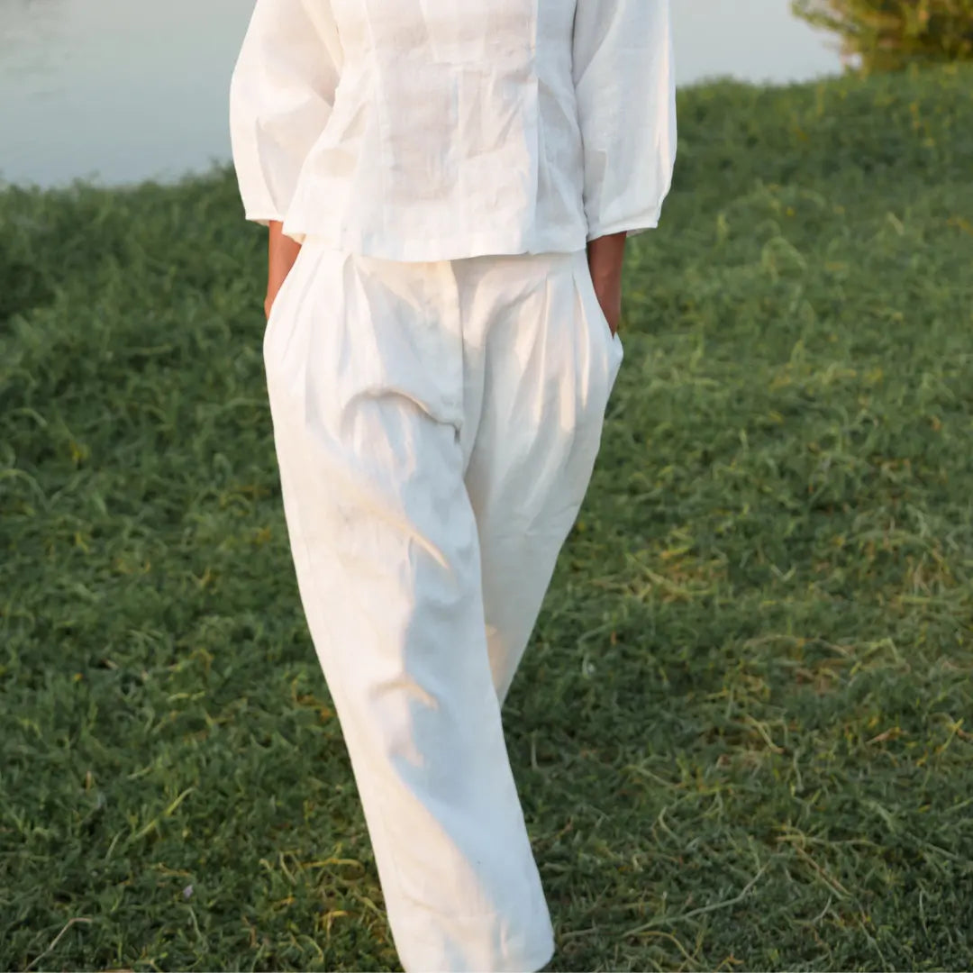 Lucine Linen Barrel Pant. Ethical fashion brands - A slow fashion luxury
