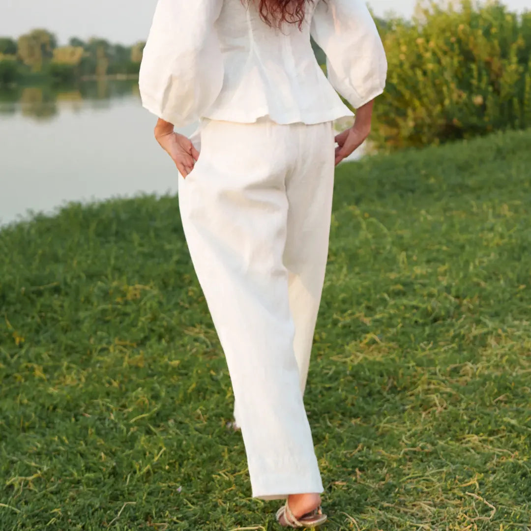 Lucine Linen Barrel Pant. Ethical fashion brands - A slow fashion luxury
