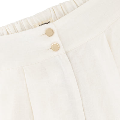 Poppy linen pants button and waistband detail