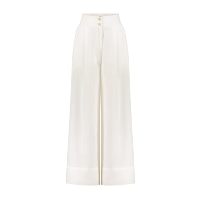 Poppy Italian linen palazzo pants in off-white product view