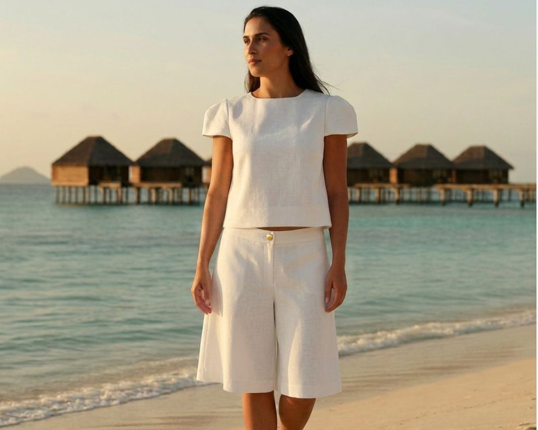 Sustainably U lien short set - custom made