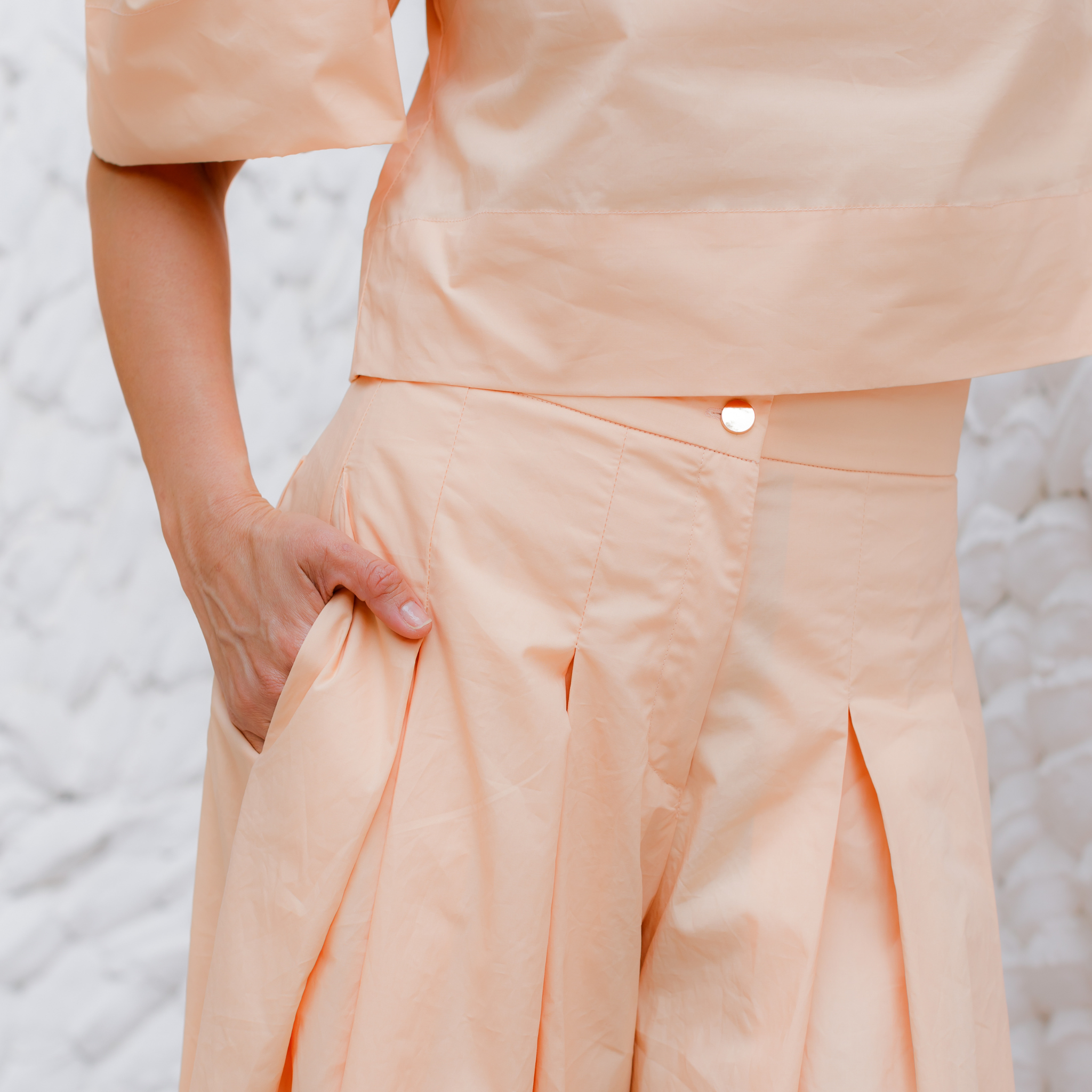 Tulip Organic Cotton Blouse in Peach, sustainable women's top handmade in Dubai | Sustainably U