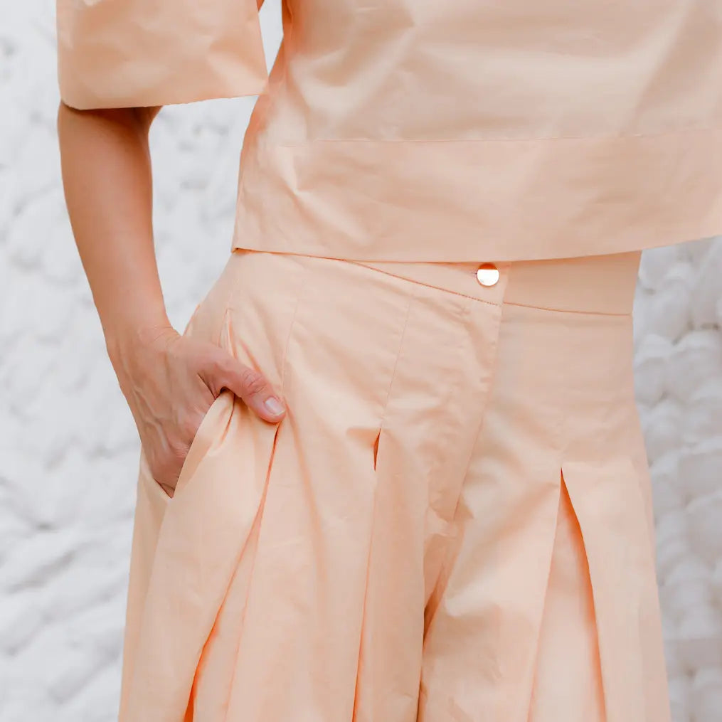 Tulip Organic Cotton Blouse in Peach, sustainable women's top handmade in Dubai | Sustainably U