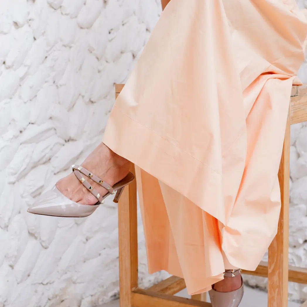 Tulip Organic Cotton Blouse in Peach, sustainable women's top handmade in Dubai | Sustainably U