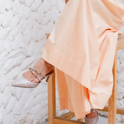 Tulip Organic Cotton Blouse in Peach, sustainable women's top handmade in Dubai | Sustainably U