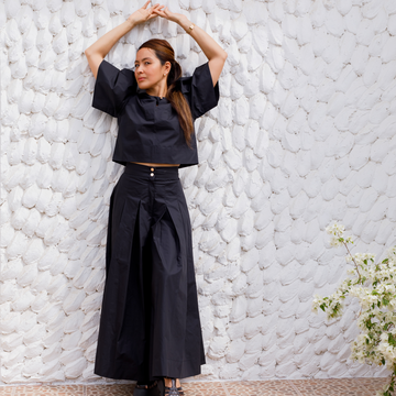 Tulip Organic Cotton Set in Black, sustainable women's co-ord set handmade in Dubai | Sustainably U