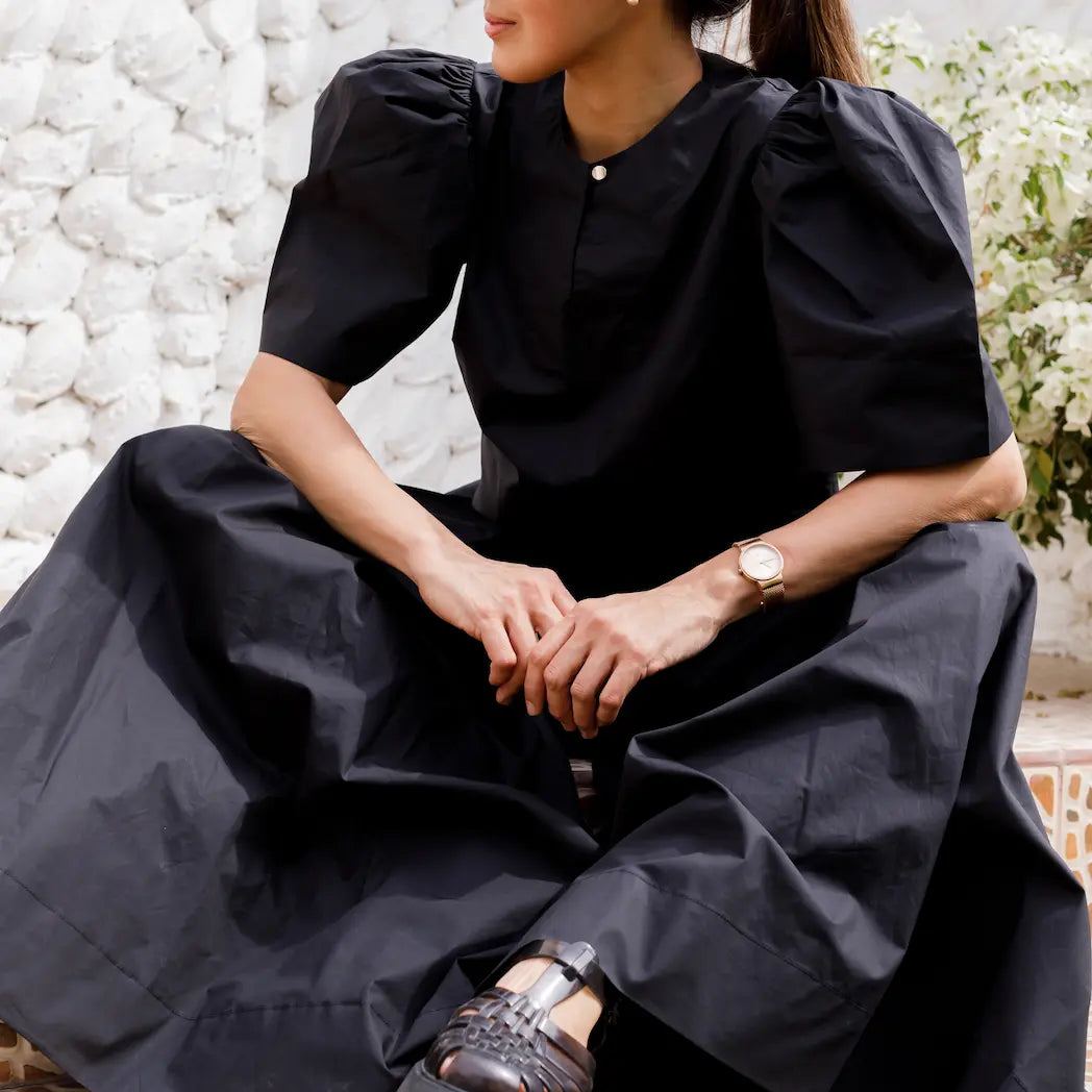 Tulip Organic Cotton Blouse in Peach, sustainable women's top handmade in Dubai | Sustainably U