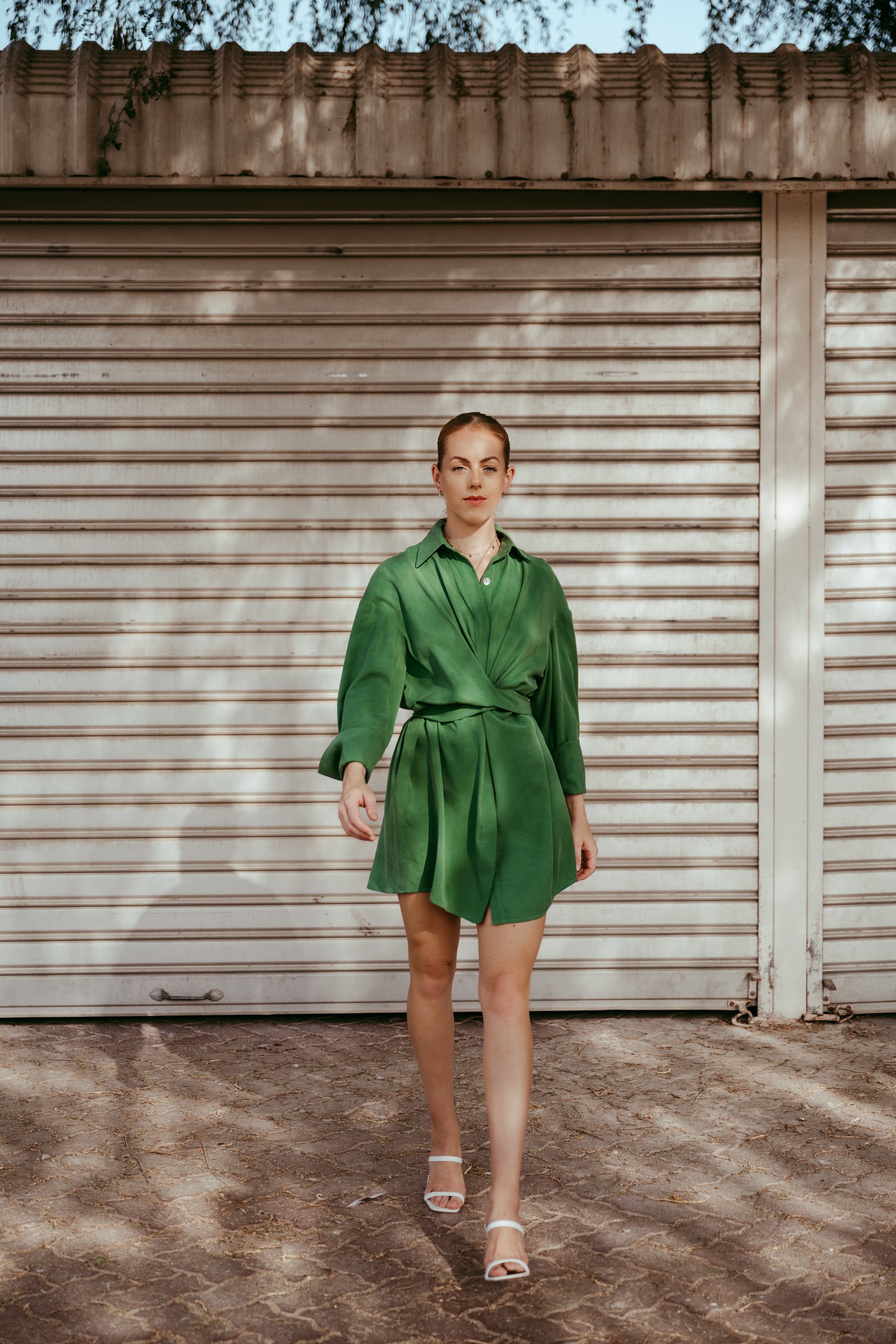 Tulip wrap dress in tencel front, sustainable women's fashion handmade in Dubai | Sustainably U