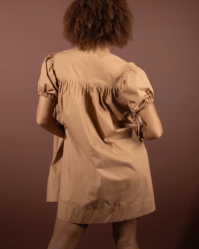 Ayanna Mini Dress in Organic Cotton Poplin, sustainable women's dress handmade in Dubai | Sustainably U | Back