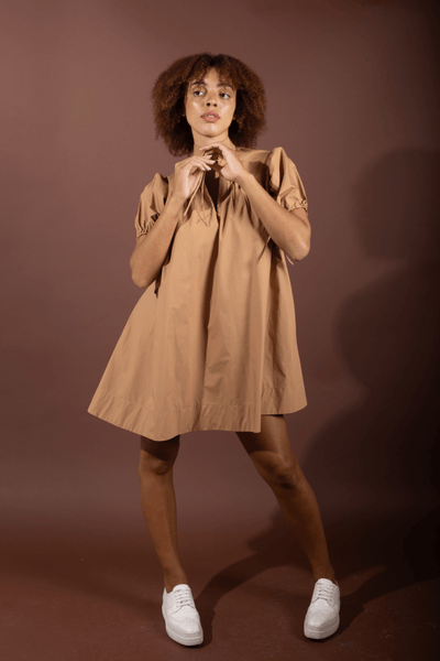 Ayanna Mini Dress in Organic Cotton Poplin, sustainable women's dress handmade in Dubai | Sustainably U