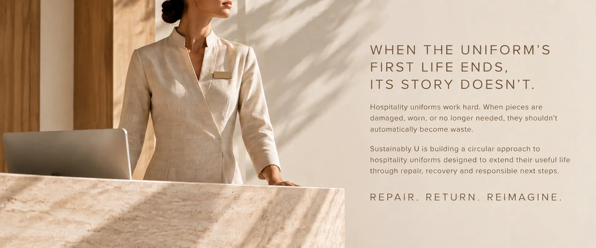 Sustainably U circular hospitality uniforms in Dubai, designed for repair, return and extended use.