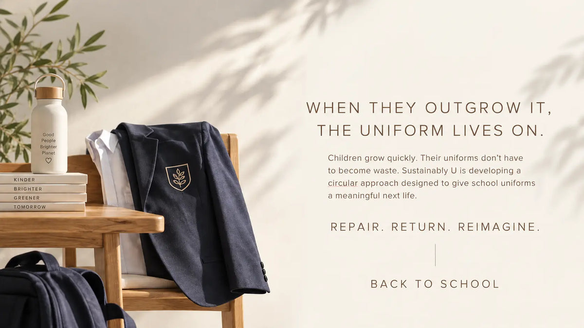 School uniform displayed in a circular school uniform concept by Sustainably U UAE