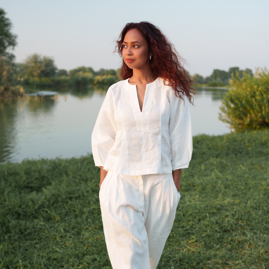Lucine balloon sleeve Linen Blouse-Ethical fashion brands - A slow fashion luxury