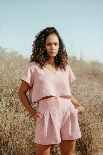 Alisha Italian Linen Crop Top