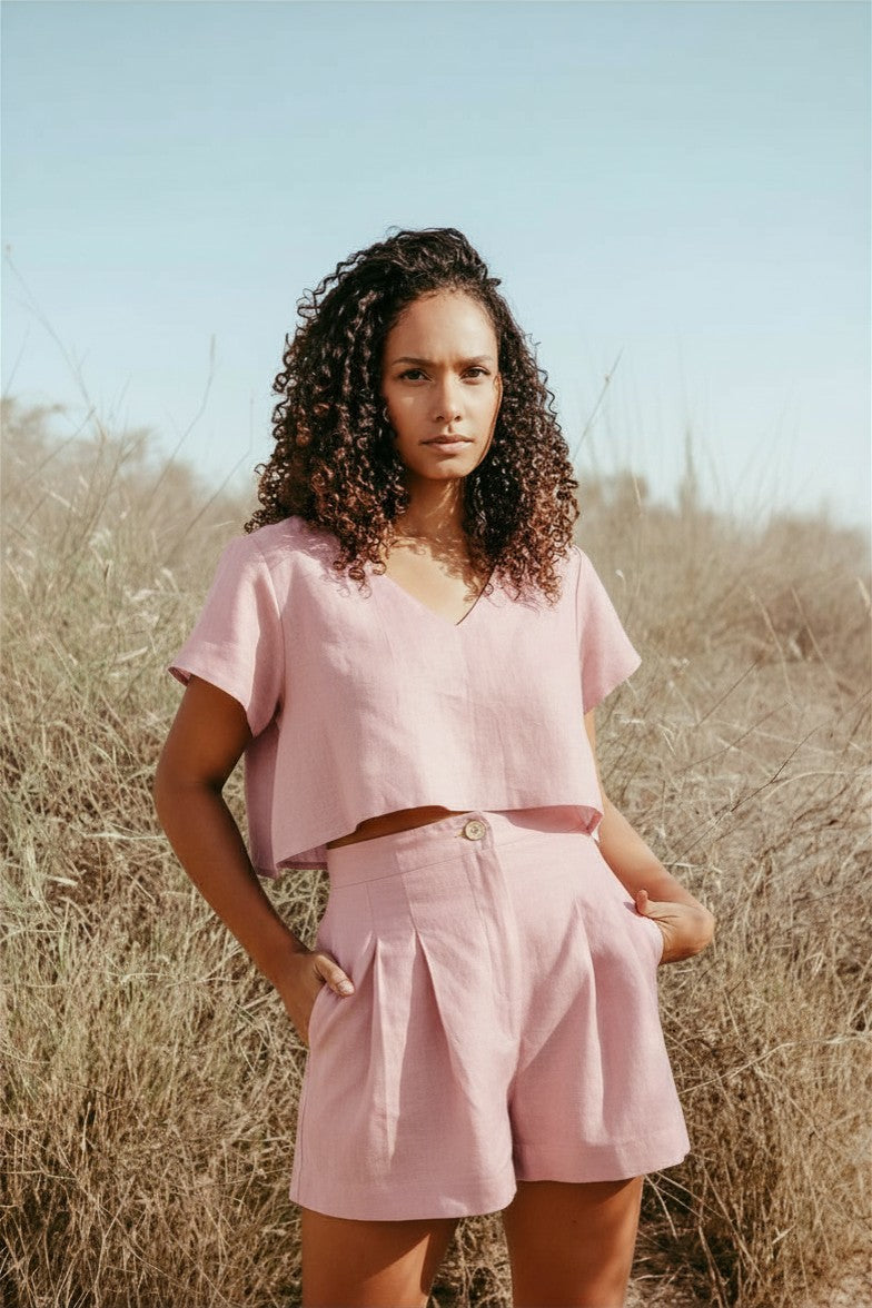 Alisha Italian Linen Crop Top