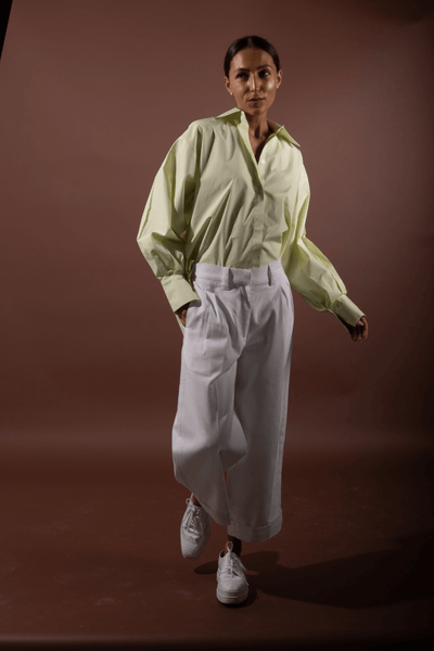 Palila Barrel Pants in Organic cotton sustainable women's trousers handmade in Dubai | Sustainably U
