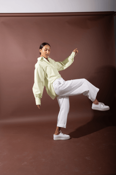 Palila Barrel Pants in Organic cotton sustainable women's trousers handmade in Dubai | Sustainably U